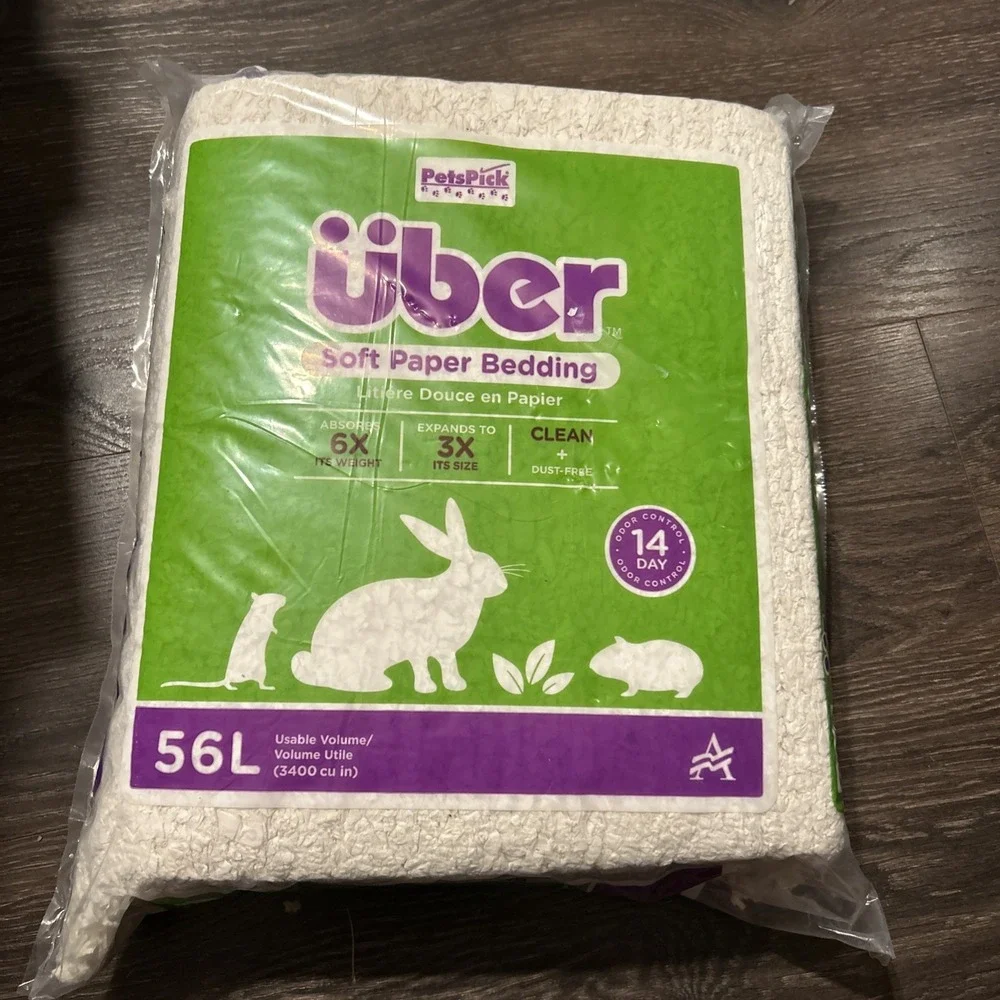 PetsPick Uber Soft Paper Pet Bedding for Small Animals, White 56L